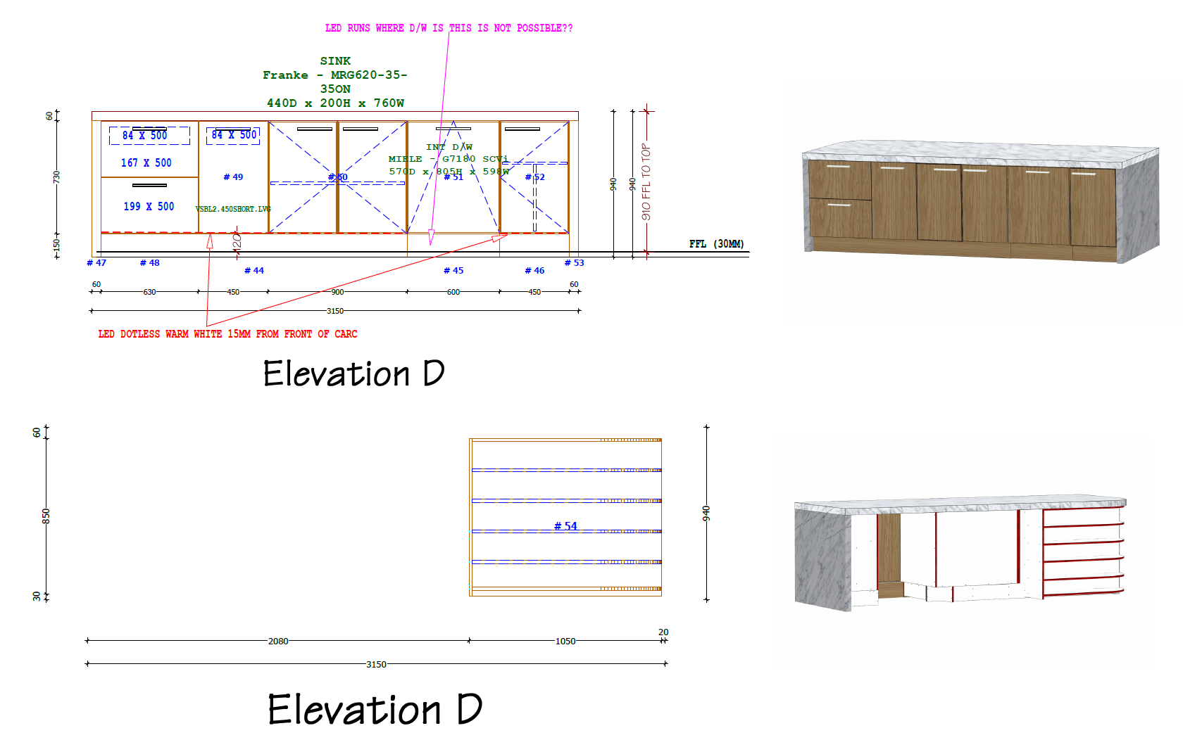 Custom kitchen cabinetry drafting